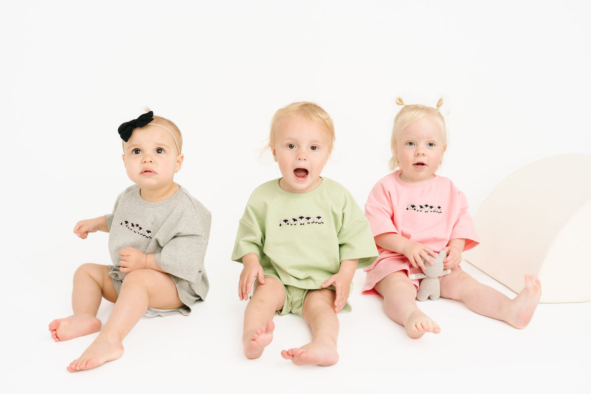 Green Sheep Embroidered Slouchy Set