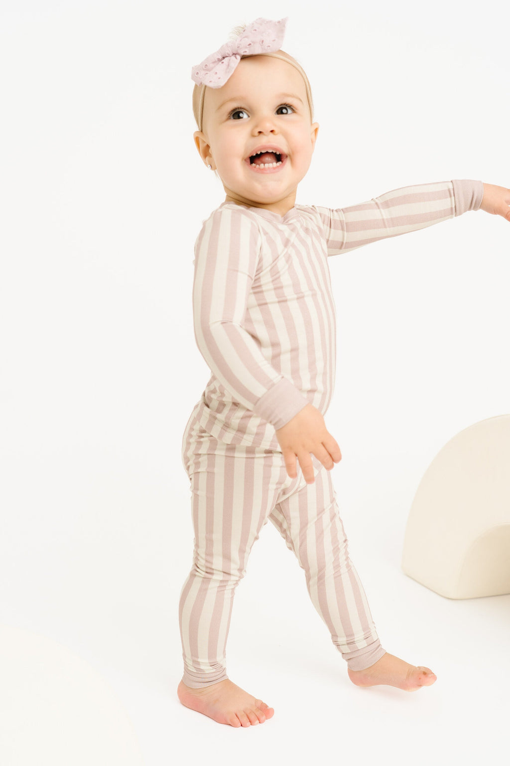 Blush Stripe Bamboo Set