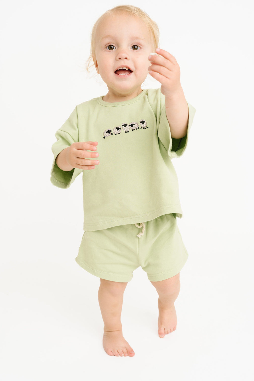 Green Sheep Embroidered Slouchy Set