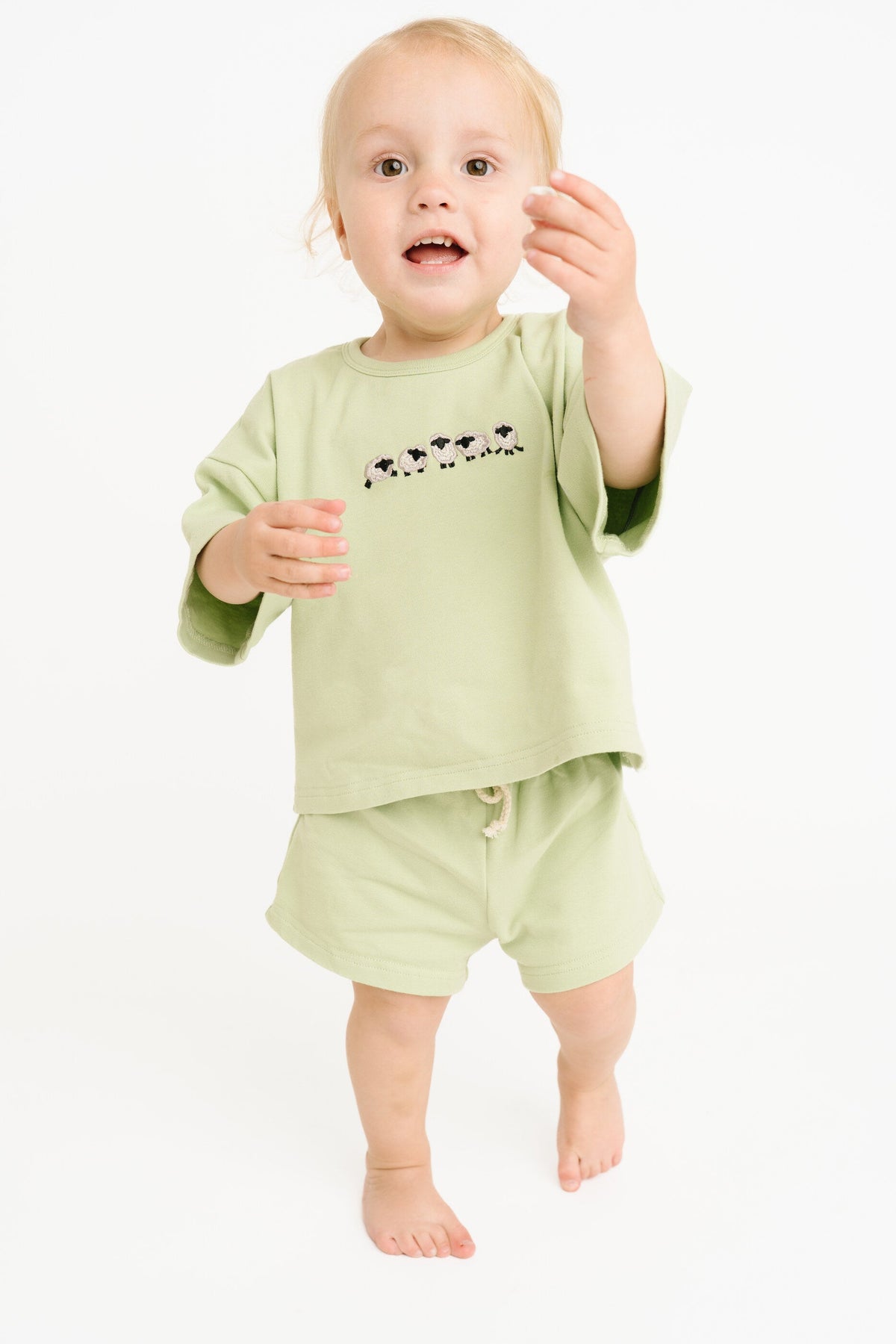 Green Sheep Embroidered Slouchy Set