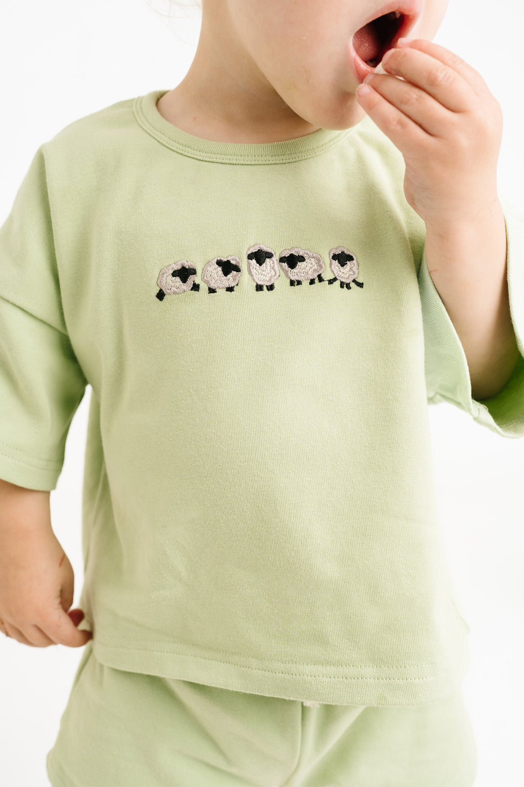 Green Sheep Embroidered Slouchy Set