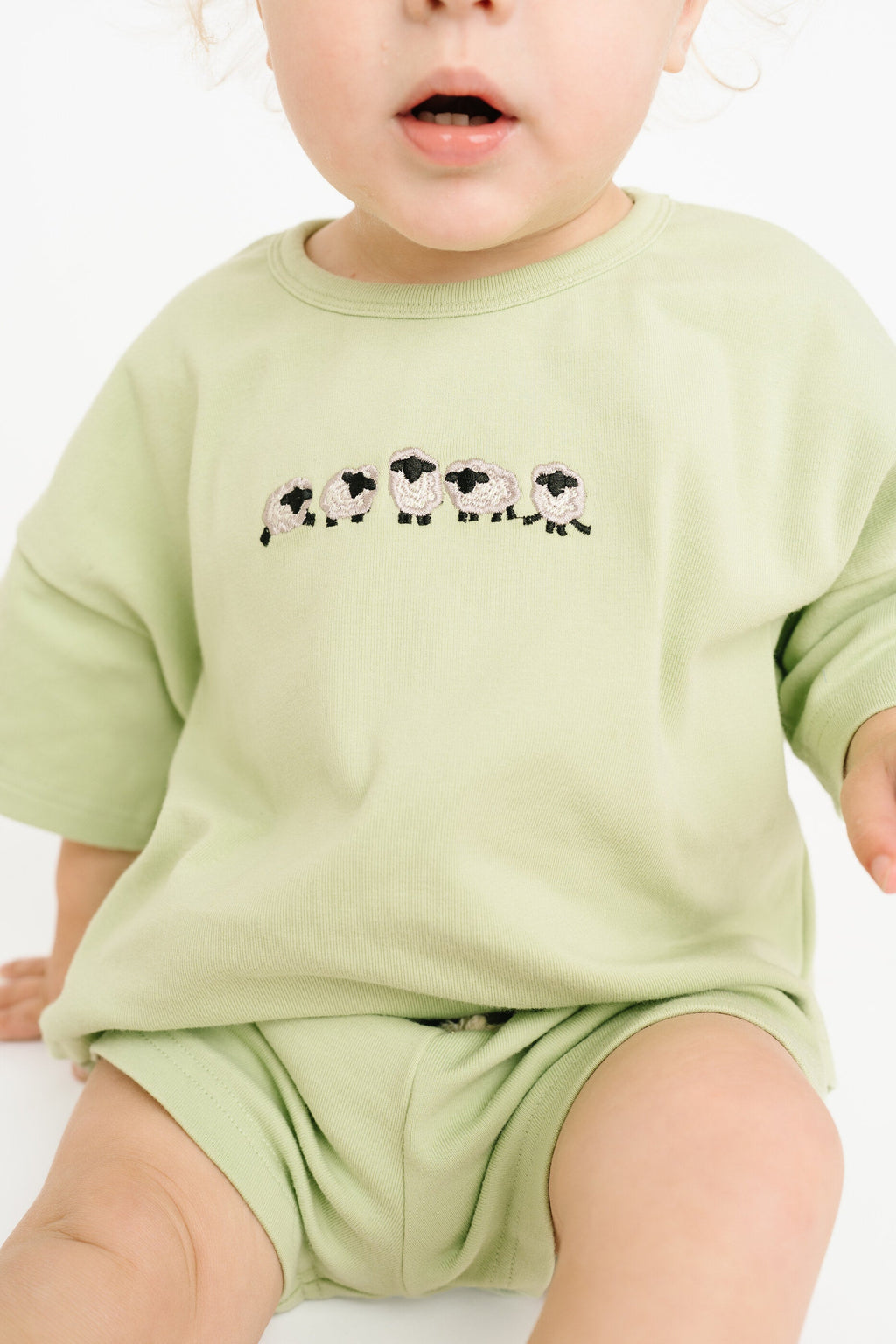 Green Sheep Embroidered Slouchy Set