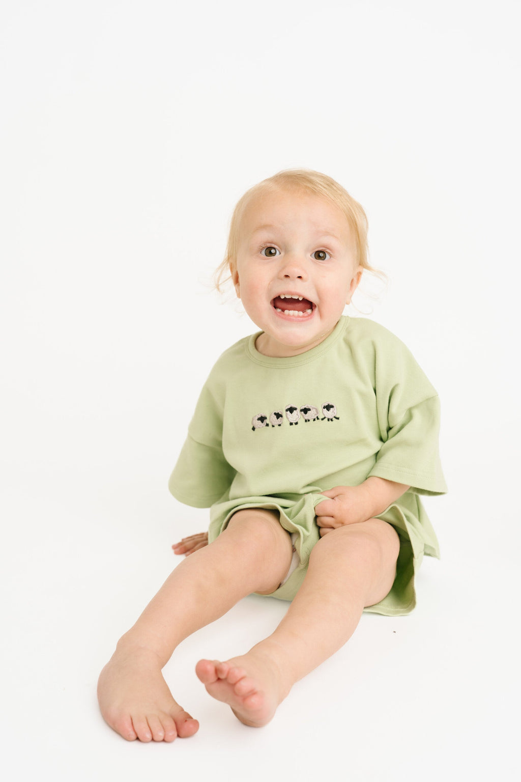Green Sheep Embroidered Slouchy Set