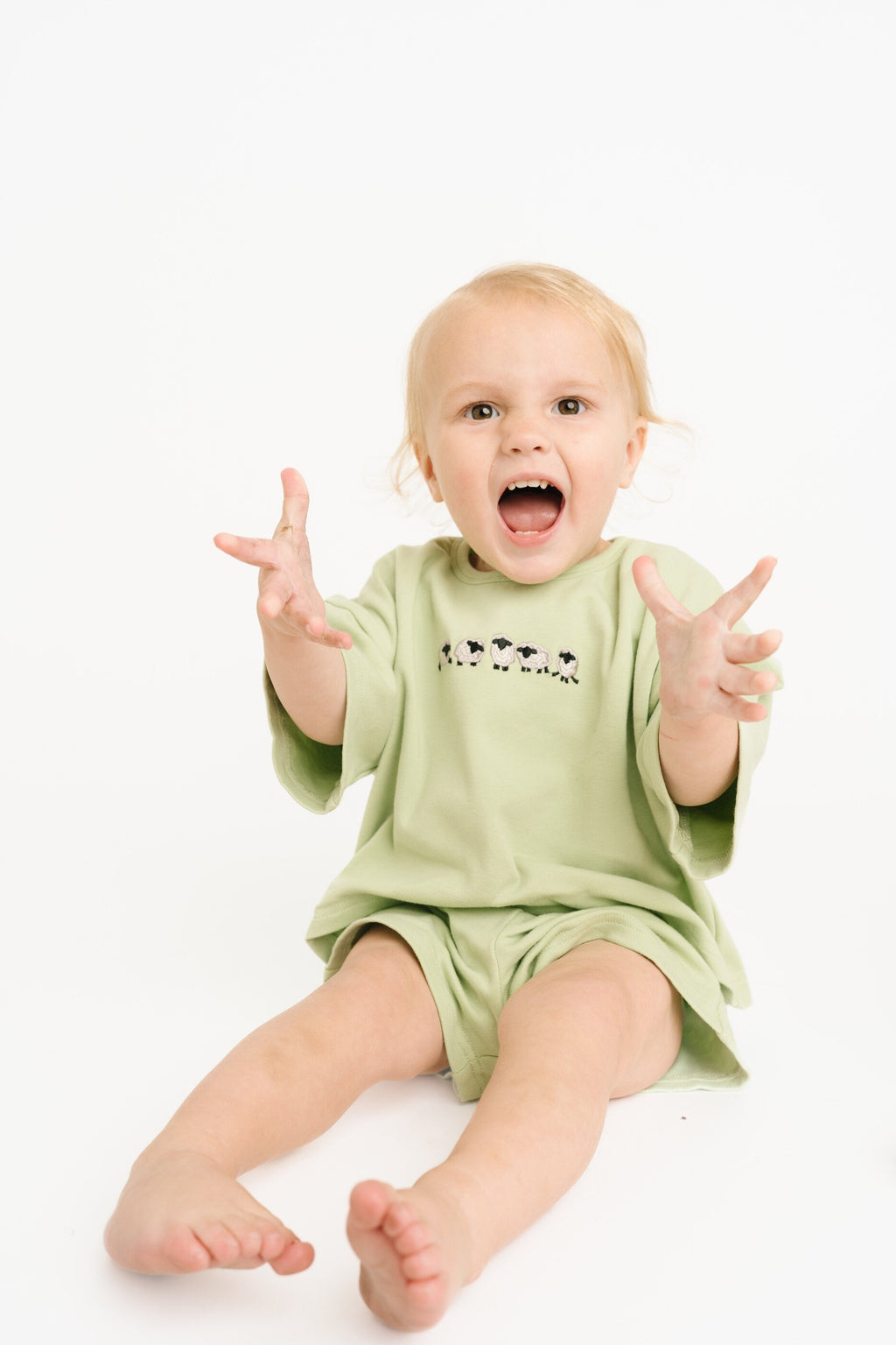 Green Sheep Embroidered Slouchy Set