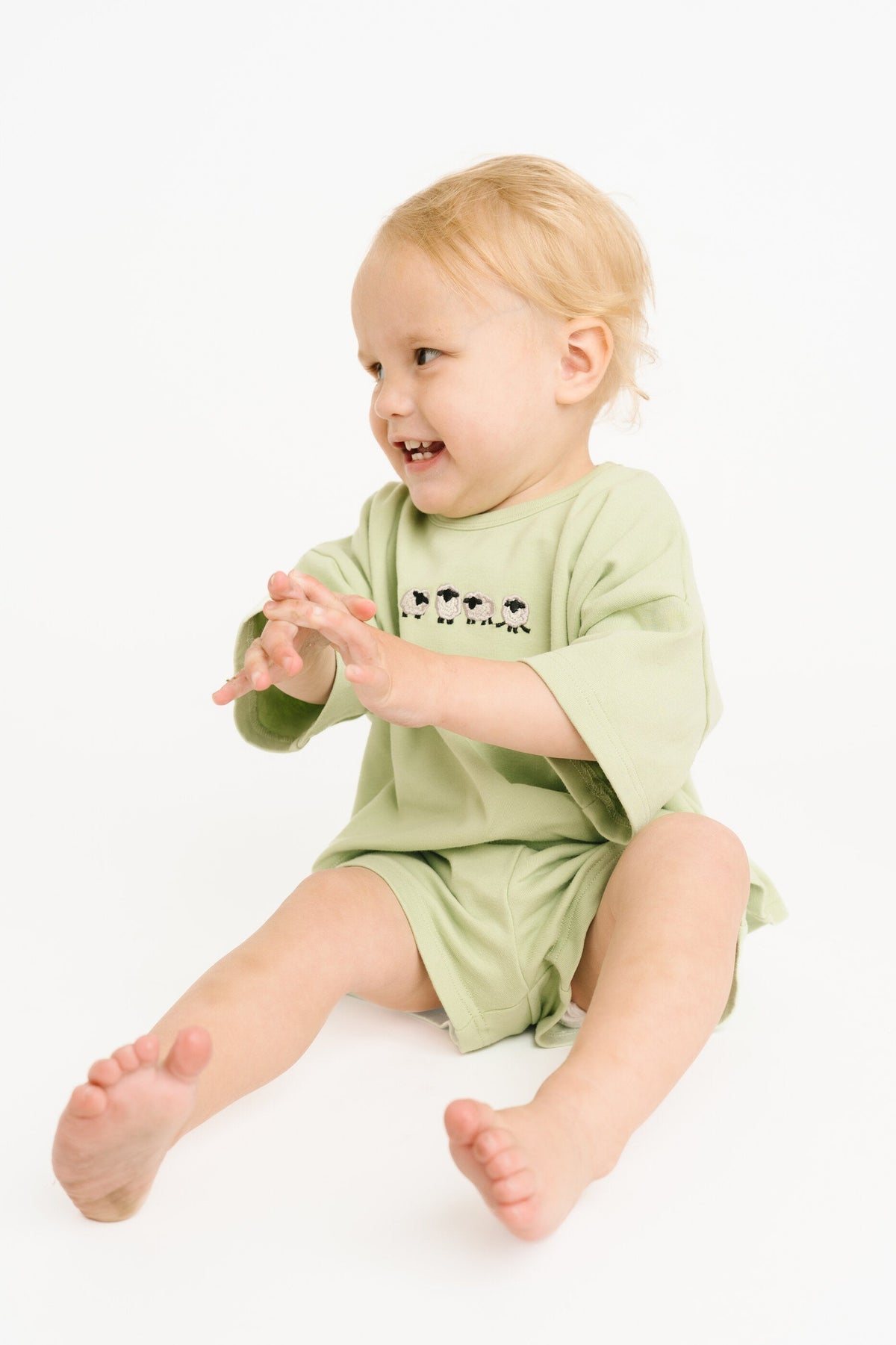 Green Sheep Embroidered Slouchy Set